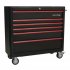 Sealey Premier Retro Style Wide Topchest & Rollcab Combination 10 Drawer - Black with Red Anodised Drawer Pulls