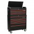 Sealey Premier Retro Style Wide Topchest & Rollcab Combination 10 Drawer - Black with Red Anodised Drawer Pulls