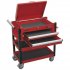 Sealey Superline PRO Heavy-Duty Mobile Tool & Parts Trolley with Lockable Top & 2 Drawers - Red