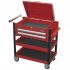 Sealey Superline PRO Heavy-Duty Mobile Tool & Parts Trolley with Lockable Top & 2 Drawers - Red