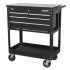 Sealey Heavy-Duty Mobile Tool & Parts Trolley with 4 Drawers & Lockable Top - Black