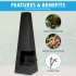 Sealey Dellonda Chiminea, Wood Burner, Heater for Outdoors W45cm x H150cm - Black Steel