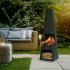 Sealey Dellonda Outdoor Chiminea Fireplace Fire Pit Heater Firewood Storage Black Steel