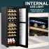 Sealey Baridi 18 Bottle Dual Zone Wine Cooler, Fridge with Digital Touch Screen Controls, Wooden Shelves & LED Light, Black