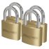 Sealey Siegen Brass Body Padlock with Brass Cylinder Keyed Alike - Pack of 4