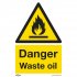 Sealey Worksafe Danger Waste Oil Safety Sign, Rigid Plastic - Pack of 10