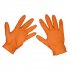 Sealey Diamond Grip Extra-Thick Nitrile Powder-Free Gloves, Orange, Large - Pack of 50