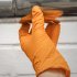 Sealey Diamond Grip Extra-Thick Nitrile Powder-Free Gloves, Orange, Large - Pack of 50