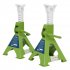 Sealey Ratchet Type Axle Stands (Pair) 3 Tonne Capacity per Stand - Hi-Vis Green